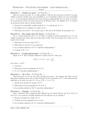 exercices sur les lois marginales Book