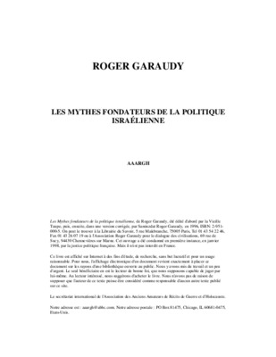 les mythes fondateurs de la politique israelienne Book