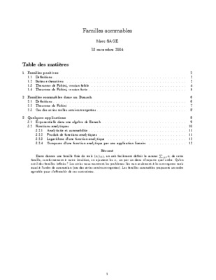 familles sommables Book