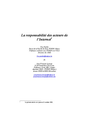 la responsabilite des acteurs de l_internet Book
