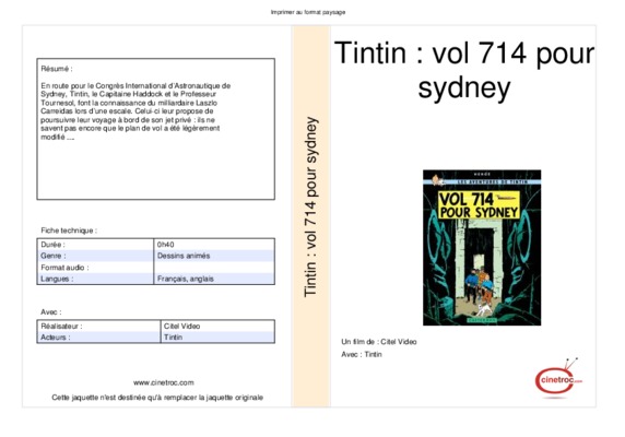 tintin vol 714 pour sydney Book