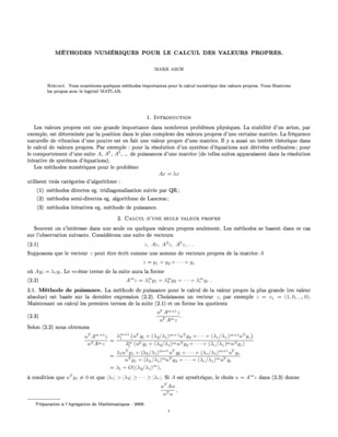 calcules les freqences propres par methodes numeriques Book
