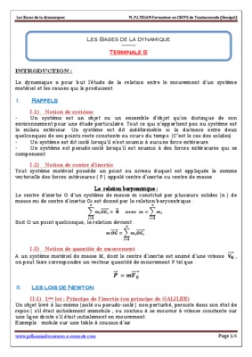 cour application des bases de la dynamique Book