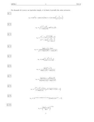 trouver un equivalent simple aux suites un suivantes Book