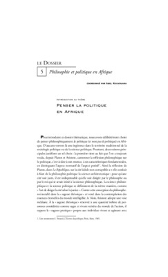 theme la politique en afrique que pensez vous Book