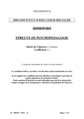 la psychopedagogie sujets corriges Book