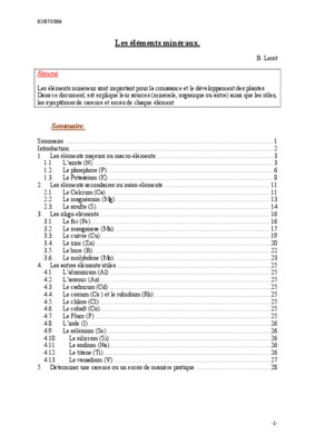 les elements mineraux Book
