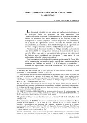 les mutations recente du droit administratif camerounais Book