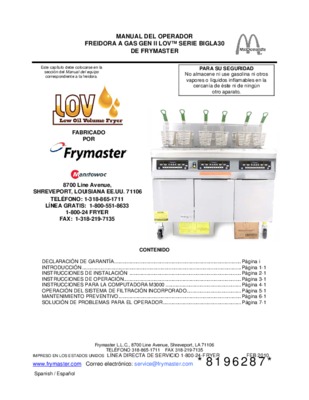frymaster m2000 Book