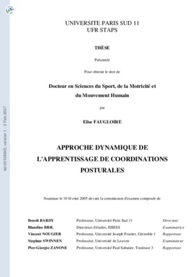 temprado approche dynamique coordinations motrices Book