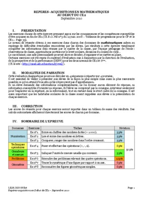 repaire acquisitions debut ce2 mathematiques Book