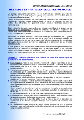 methodes et pratiques de la performance Book