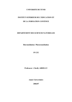 les diverses techniques de bioremediation et de phytoremediation Book