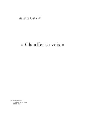 chauffer sa voix Book