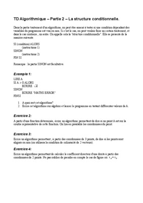 structure conditionnelle a choix algo Book