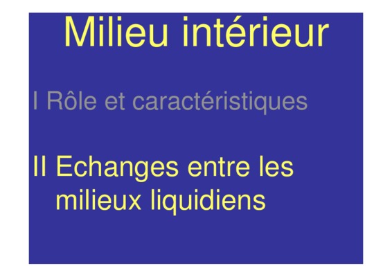 echanges du milieu interieur Book