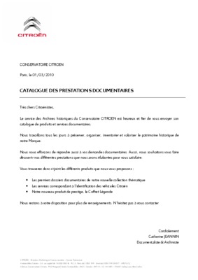 catalogue des prestations Book