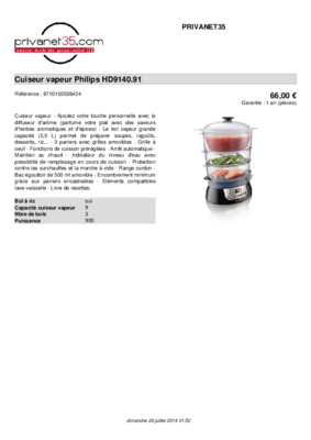 recette vapeur philips Book