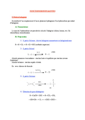 hydrocarbures et fonction monovalentes Book
