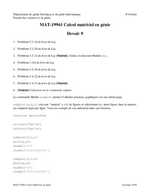 devoir maths 1ere es calcul matriciel Book