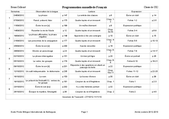 programmation cp ecole bilingue Book