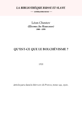 chestov Book