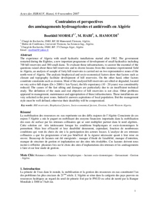 les objectifs lies aux amenagements hydroagricoles Book