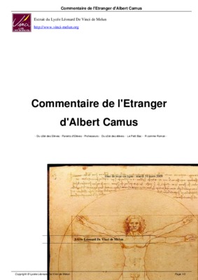 commentaire etranger de camus Book
