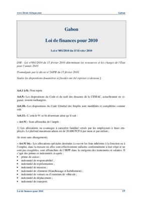 loi de finances 2012 gabon Book