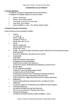 des metaux au quotidien Book
