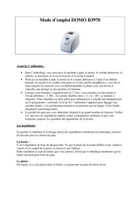 fiche technique de la levure de pain Book