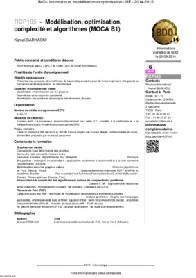 modelisation optimisation complexite algorithmes Book