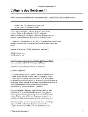 algerie et generaux Book