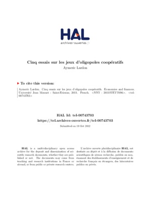 theorie des jeux oligopoles Book