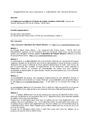 concours reglement 2012 avent Book
