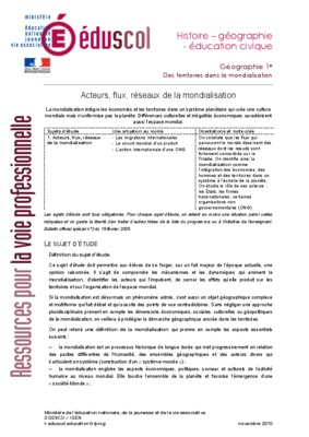 sujet 2 acteurs flux reseaux de la mondialisation Book