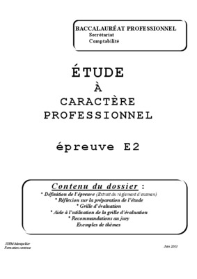 etude a caractere professionnel bac pro comptable Book
