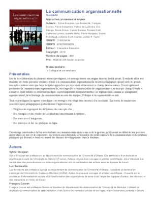 la communication organisationnelle Book