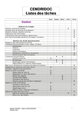 listes des taches Book