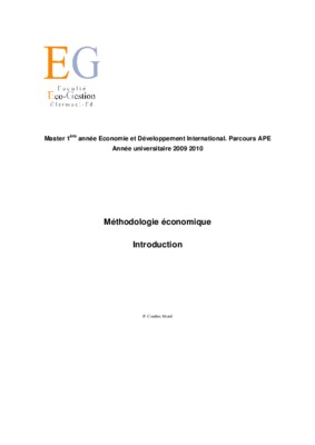 cours de methodologie economique Book