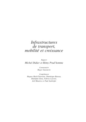 infrastructures et croissance Book
