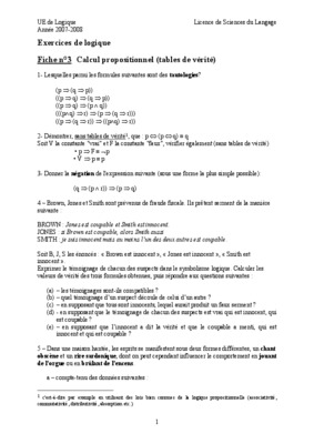 exercices de logique fiche n 3 calcul propositionnel tables de verite correction de quelques exer Book