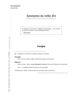 synonymes verbe dire Book