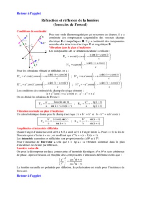 coefficients de fresnel reflexion refraction a une interface entre deux milieux conducteur Book