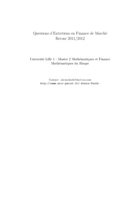questions entretiens finance de marche Book
