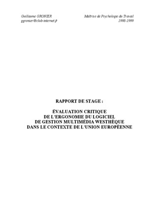 critique et suggestion rapport de stage Book
