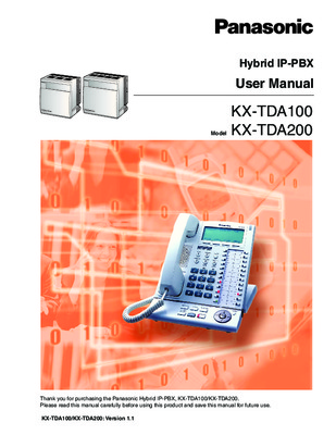 programmer panasonic tda100 Book