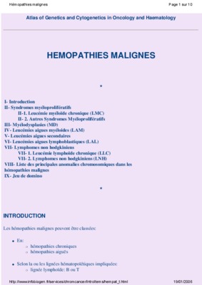 les hemopathies benignes et malignes Book