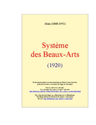 alain systeme des beaux arts Book
