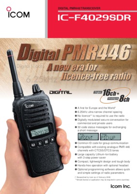 icom icf4029sdr portatif uhf norme pmr446 digital Book